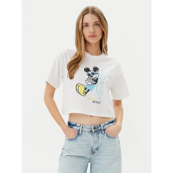 Only ONLY T-shirt Mickey Minnie 15348126 Bijela Regular Fit