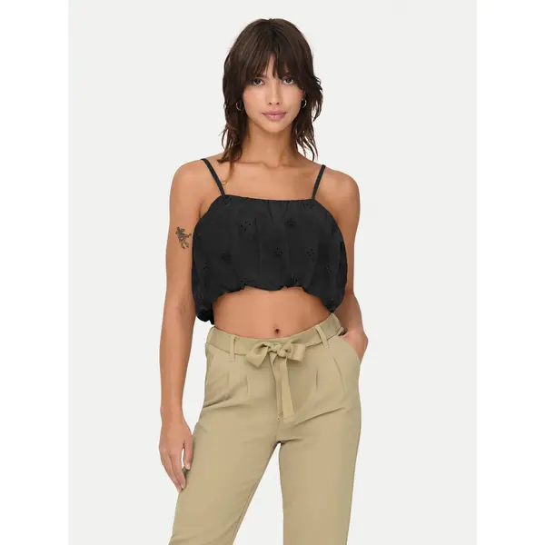 Only ONLY Top Lou 15342566 Crna Cropped Fit