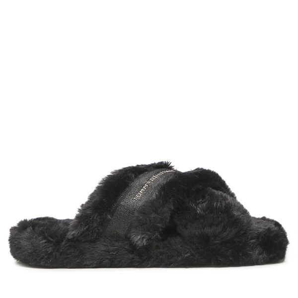 Tommy Hilfiger Papuče Tommy Hilfiger Fur Home Slippers Wiht Straps FW0FW06889 Black BDS