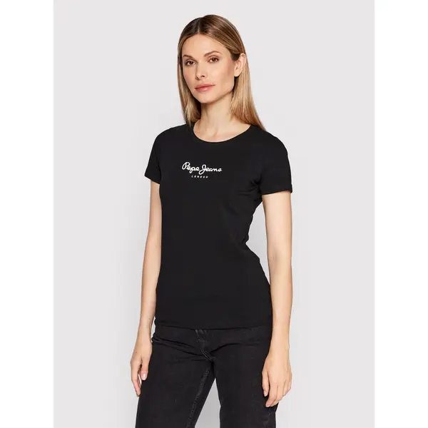 Pepe Jeans Pepe Jeans T-shirt New Virginia PL505202 Crna Slim Fit