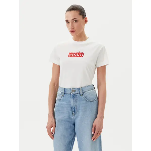 pinko PINKO T-shirt Trapani 105050 A2D6 Bijela Regular Fit