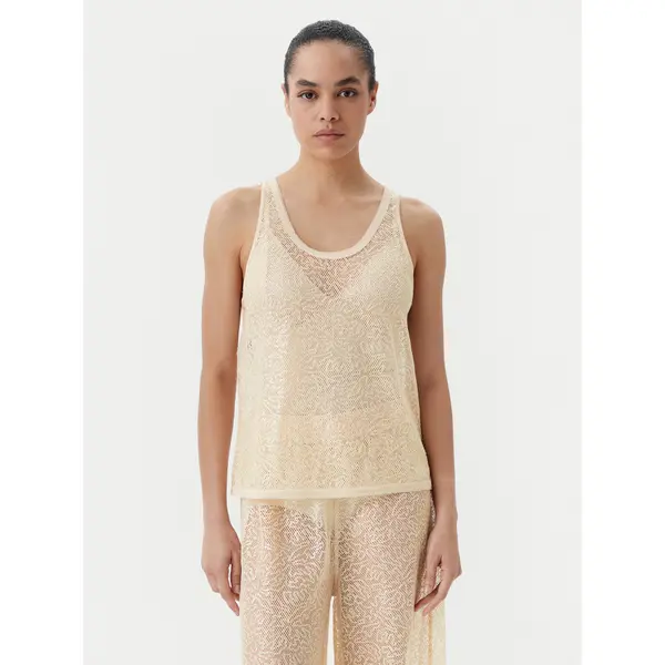 pinko PINKO Top Waiting canottiera rete Bež Slim Fit