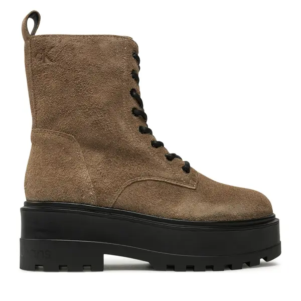 Calvin Klein Jeans Planinarske cipele Calvin Klein Jeans Flatform Zip Laceup Mg S YW0YW01554 Smeđa
