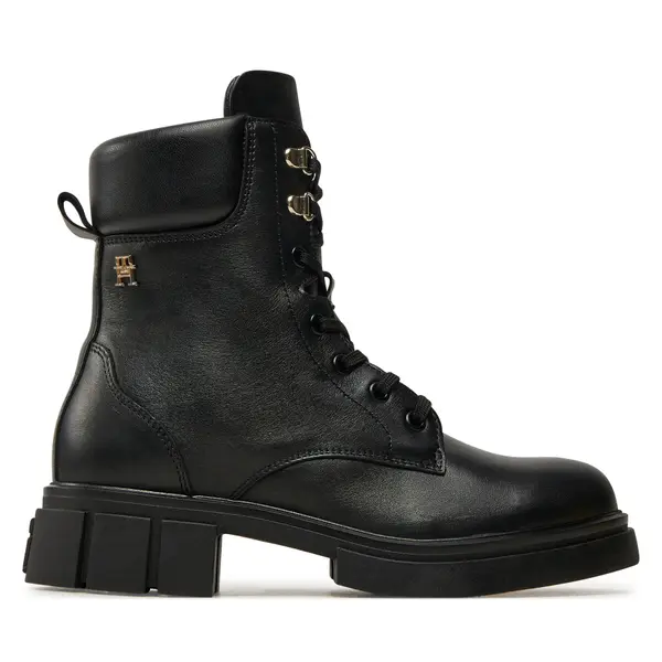 Tommy Hilfiger Planinarske cipele Tommy Hilfiger Lace-Up Biker Leather FW0FW08167 Crna