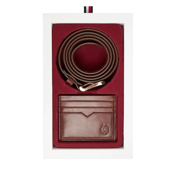 Tommy Hilfiger Poklon set Tommy Hilfiger Th Crest Belt And Cc Holder AM0AM13934 Smeđa