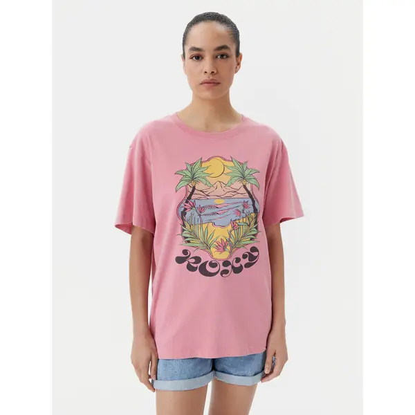 Roxy Roxy T-shirt ERJZT05905 Ružičasta Oversize