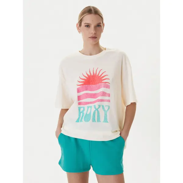 Roxy Roxy T-shirt Hangloose Poster ERJZT06090 Svijetlo bež Loose Fit