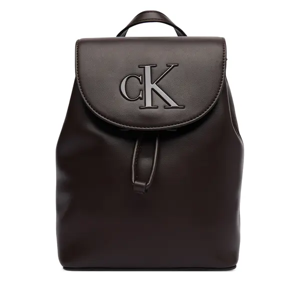 Calvin Klein Ruksak Calvin Klein Bold Ck Flap Mini Backpack LV04F3893G Tamno smeđa