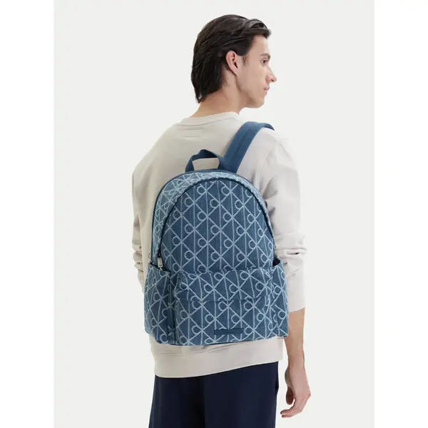 Calvin Klein Ruksak Calvin Klein Emblem Aop Denim Round Backpack LV04D3429G Plava