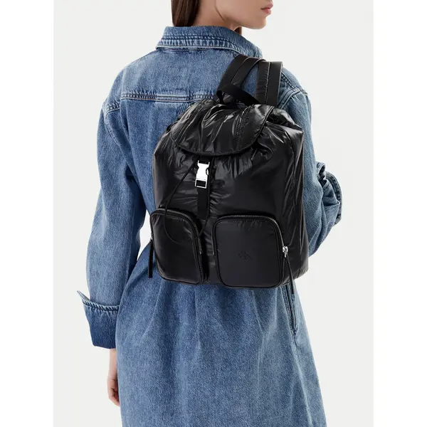 Calvin Klein Ruksak Calvin Klein Pocket Nylon Flap Backpack LV04F3406G Crna