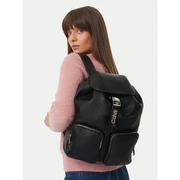 Calvin Klein Ruksak Calvin Klein Weebbing Strap Flap Backpack LV04F3645G Crna