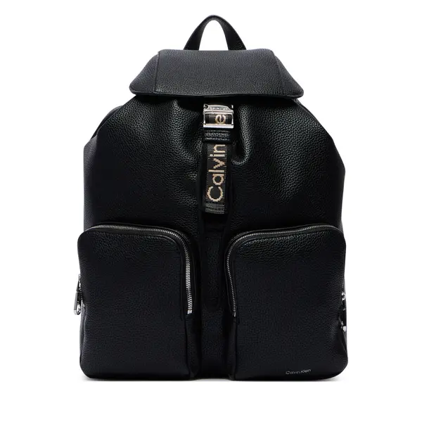 Calvin Klein Ruksak Calvin Klein Weebbing Strap Flap Backpack LV04F3645G Crna