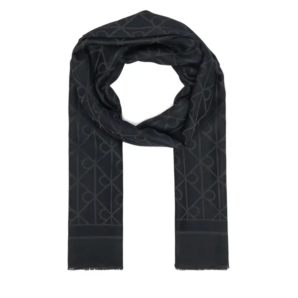 Calvin Klein Šal Calvin Klein Emblem Aop Glossy Tonal Scarf LV04F8096G Crna