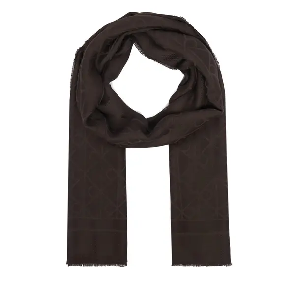 Calvin Klein Šal Calvin Klein Emblem Aop Glossy Tonal Scarf LV04F8096G Tamno smeđa
