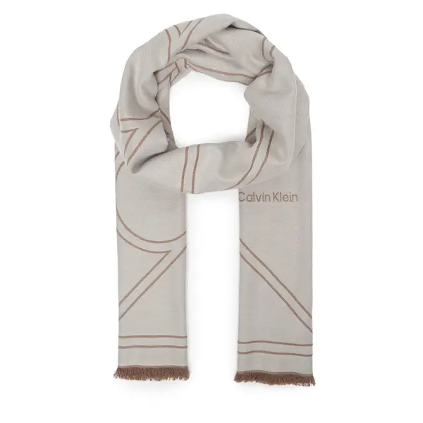 Calvin Klein Šal Calvin Klein Emblem Repeat Lw Shawl W Fringes LV04F8074G Bijela