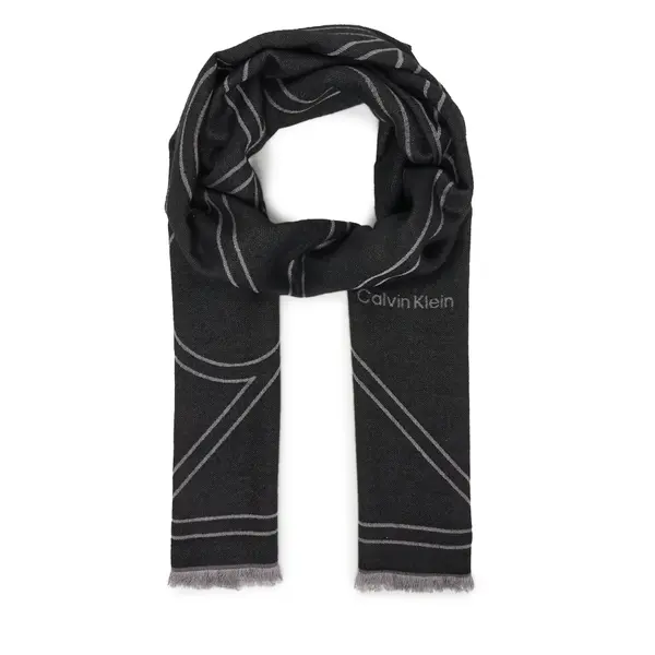Calvin Klein Šal Calvin Klein Emblem Repeat Lw Shawl W Fringes LV04F8074G Crna