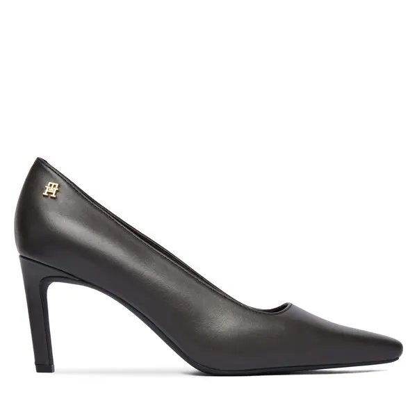 Tommy Hilfiger Salonke Tommy Hilfiger Th Logo Lth Pump Slanted Hl FW0FW09008 Crna