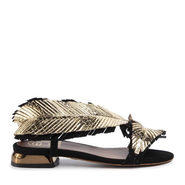 Baldowski Sandale Baldowski D01988-3211-013 Zamsz Czarny/Coco Gold