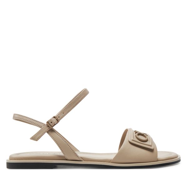 Calvin Klein Sandale Calvin Klein Flat Sandal Relock Lth HW0HW01942 Écru