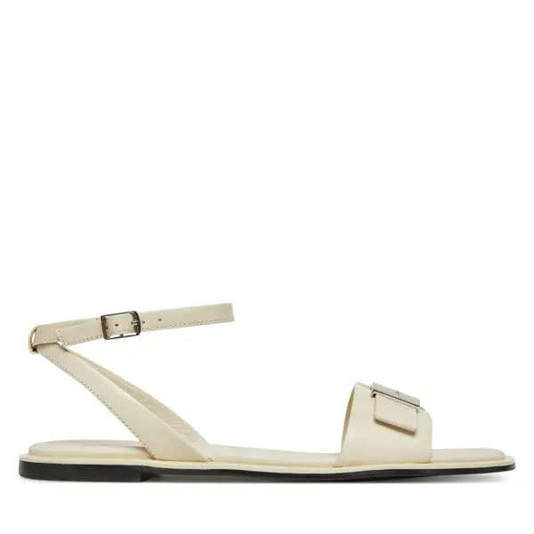 Calvin Klein Sandale Calvin Klein Flat Sandal W/Ck Hw - Lth HW0HW02367 Écru