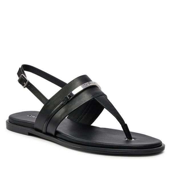 Calvin Klein Sandale Calvin Klein Flat Tp Sandal Metal Bar Lth HW0HW02031 Black BEH