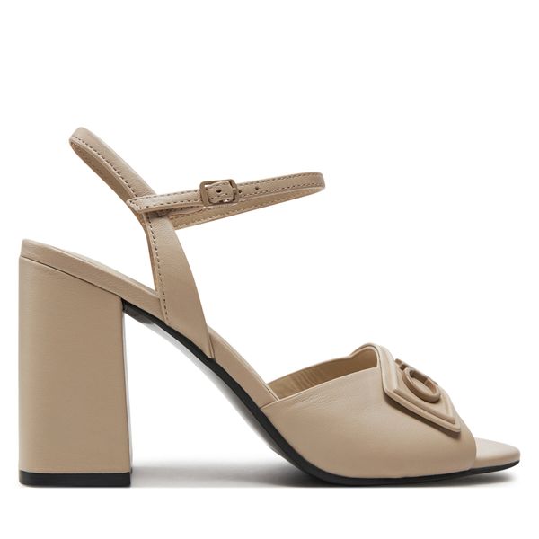 Calvin Klein Sandale Calvin Klein Heel Sandal 85 Relock Lth HW0HW01937 Stony Beige ACE