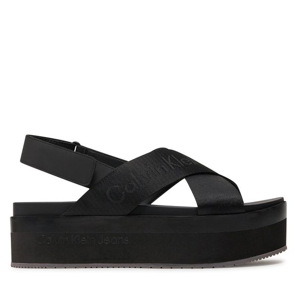 Calvin Klein Jeans Sandale Calvin Klein Jeans Flatform Sandal Sling In Mr YW0YW01362 Triple Black 0GT