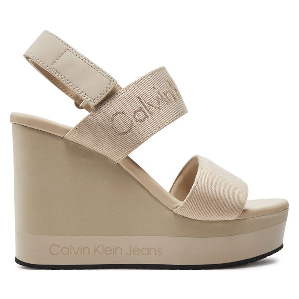 Calvin Klein Jeans Sandale Calvin Klein Jeans Wedge Sandal Webbing In Mr YW0YW01360 Eggshell 0F4