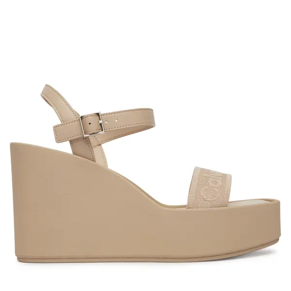 Calvin Klein Sandale Calvin Klein Wedge 70 Sndl Webbing Lth HW0HW02882 Bež