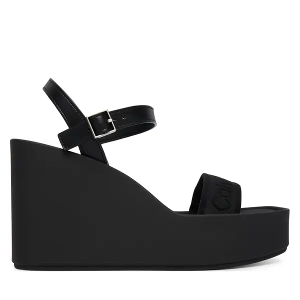 Calvin Klein Sandale Calvin Klein Wedge 70 Sndl Webbing Lth HW0HW02882 Crna