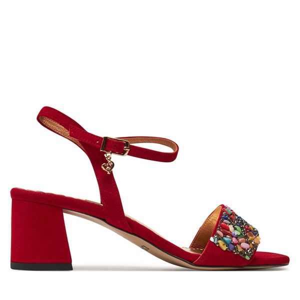 R.Polański Sandale R.Polański 1123/A Czerwony Zamsz