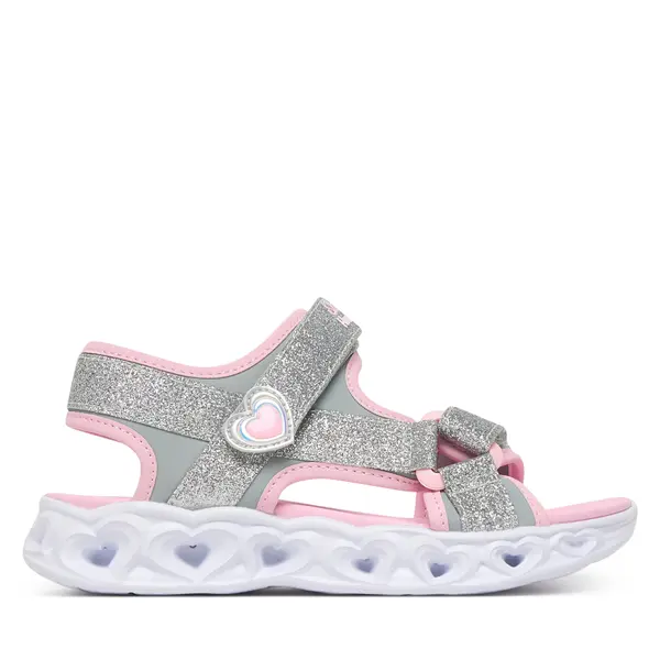 Skechers Sandale Skechers S-Lights: Heart Lights Sandal - Sugar Sparks 303114L/SLPK Srebrna