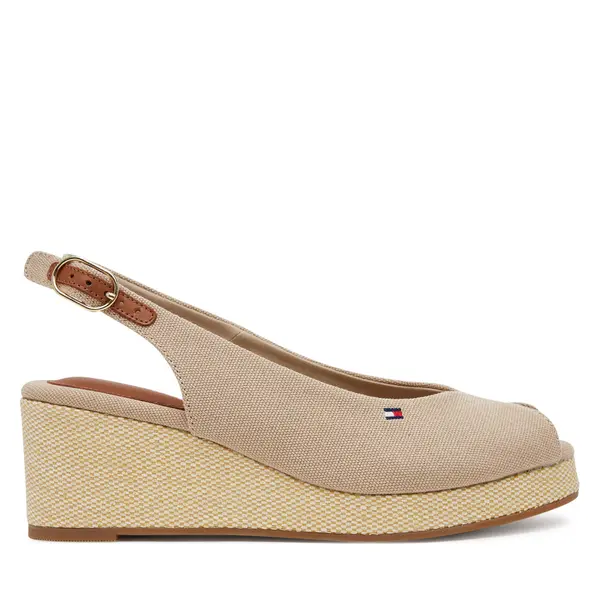 Tommy Hilfiger Sandale Tommy Hilfiger Flag Mid Wedge Espad Slingback FW0FW08595 Bež