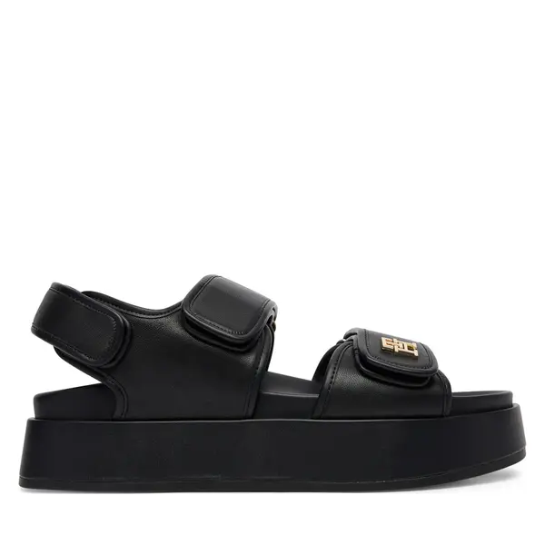Tommy Hilfiger Sandale Tommy Hilfiger Leather Sporty Platform Sandal FW0FW09119 Crna