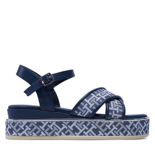 Tommy Hilfiger Sandale Tommy Hilfiger Logo Oll Over Platform Sandal T3A2-33256-0325 M Denim/Blue A593
