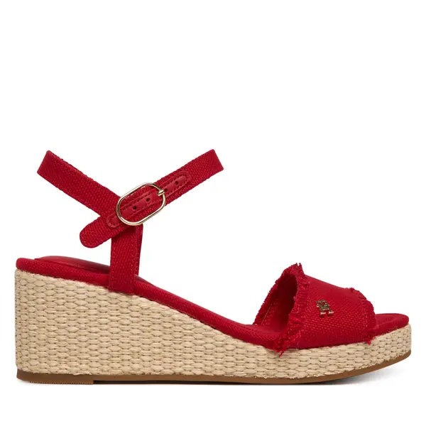 Tommy Hilfiger Sandale Tommy Hilfiger Mid Woven Wedge Espad Fringe FW0FW09470 Crvena