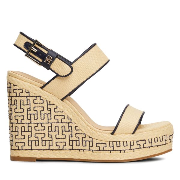 Tommy Hilfiger Sandale Tommy Hilfiger Platform Th Mono Rafia Wedge FW0FW08052 Neutral 0F4