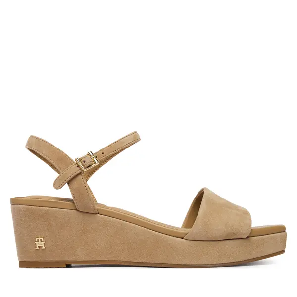 Tommy Hilfiger Sandale Tommy Hilfiger Suede Wrapped Mid Wedge FW0FW09235 Smeđa