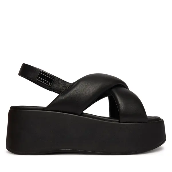 Tommy Jeans Sandale Tommy Jeans Padded Strap Wedge Sandals EN0EN02946 Crna