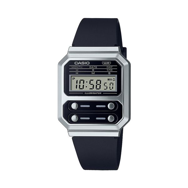 Casio Sat Casio A100WEF-1AEF Silver/Black