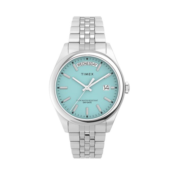 Timex Sat Timex Legacy Day and Date Tiffany TW2V68400 Silver/ Turquoise