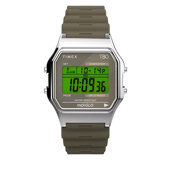 Timex Sat Timex T80 TW2V41100 Khaki/Silver