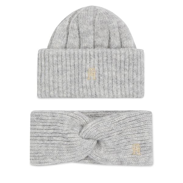 Tommy Hilfiger Set kapa i traka Tommy Hilfiger Th Timeless Beanie + Headband AW0AW15370P4A Medium Grey Heather P4A