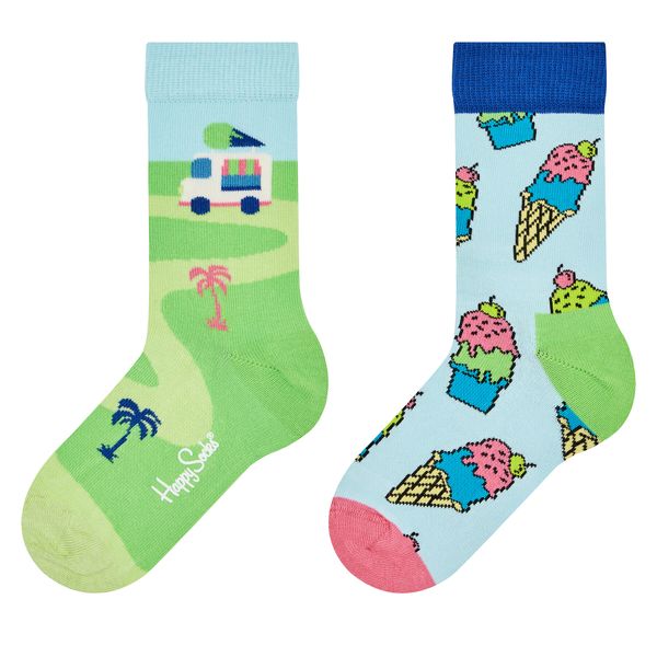Happy Socks Set od 2 para dječjih visokih čarapa Happy Socks KICE02-6000 Šarena