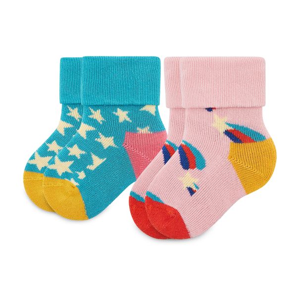 Happy Socks Set od 2 para dječjih visokih čarapa Happy Socks KSST45-6300 Šarena
