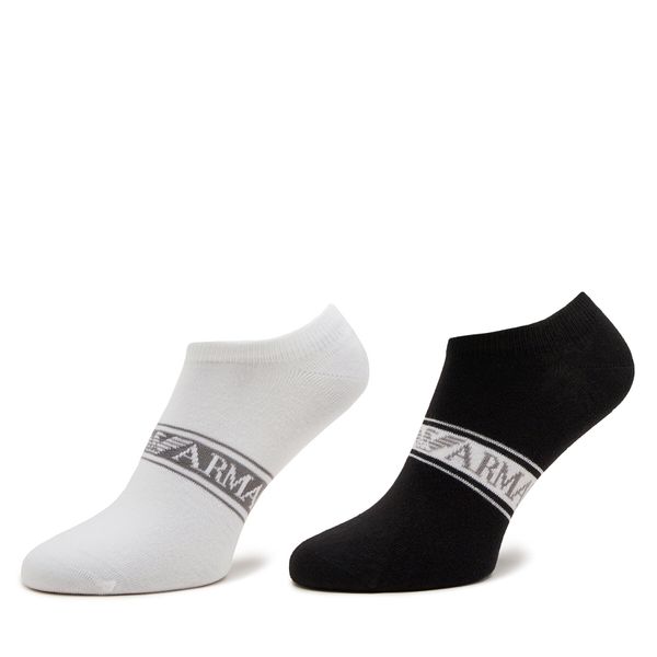 Emporio Armani Set od 2 para muških niskih čarapa Emporio Armani 307228 4R315 00911 Bianco/Nero