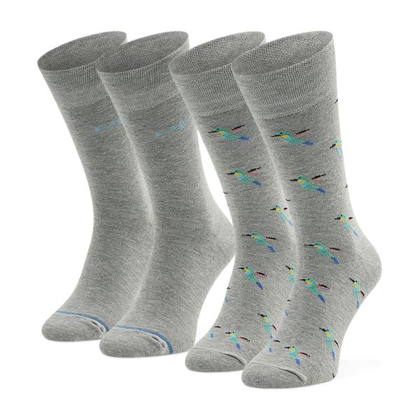 Bugatti Set od 2 para muških visokih čarapa Bugatti 6273 Silver Grey 152