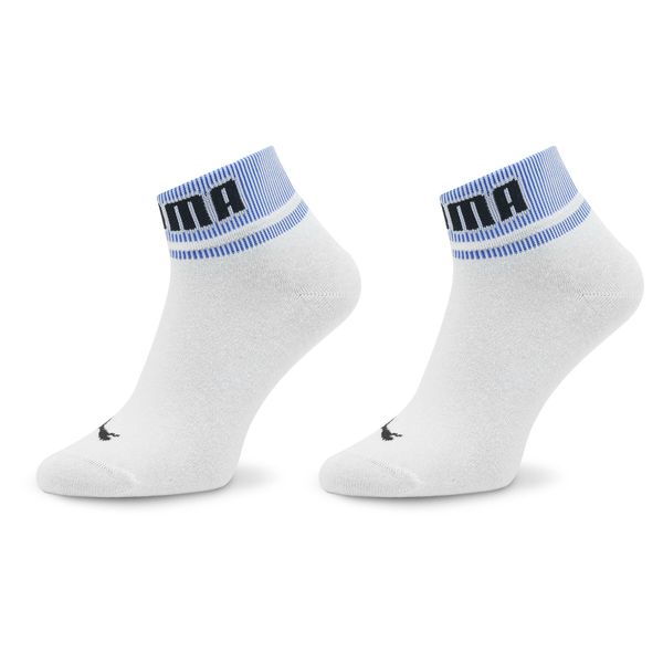 Puma Set od 2 para unisex visokih čarapa Puma Unisex New Heritage Quarter 2P 938021 White / Blue 03