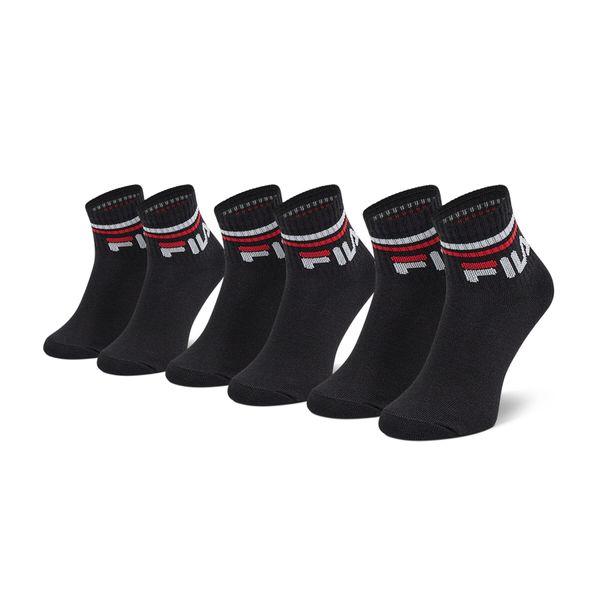 Fila Set od 3 para dječjih visokih čarapa Fila Calza Quarter F8338 Black 200