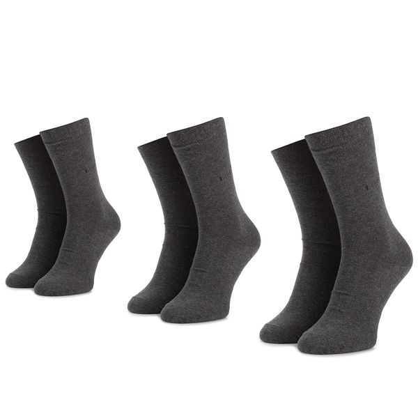 Bugatti Set od 3 para muških visokih čarapa Bugatti 6703C Anthracite